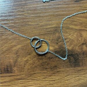 Intertwined Double Circle Silver Necklace